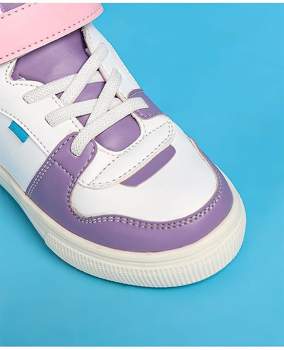 Pine Kids Velcro Closure Casual Shoes - White & Purple