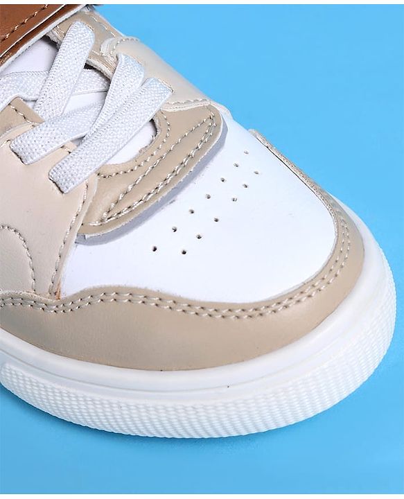 Pine Kids Casual Shoes with Velcro Closure - White & Beige