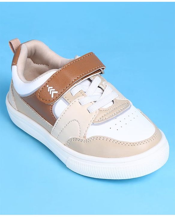 Pine Kids Casual Shoes with Velcro Closure - White & Beige