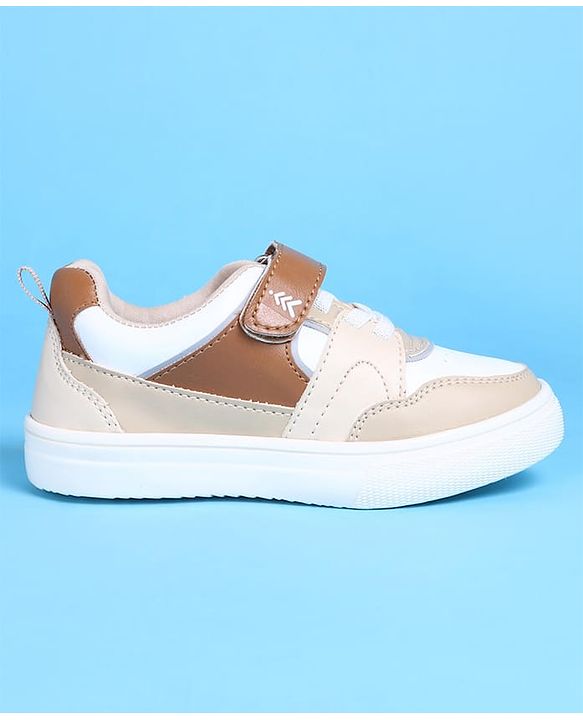 Pine Kids Casual Shoes with Velcro Closure - White & Beige