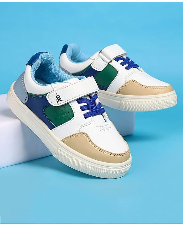 Pine Kids Velcro Closure Casual Shoes - White & Blue