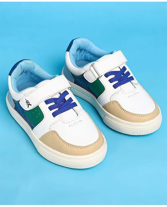 Pine Kids Velcro Closure Casual Shoes - White & Blue