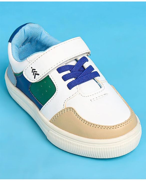 Pine Kids Velcro Closure Casual Shoes - White & Blue