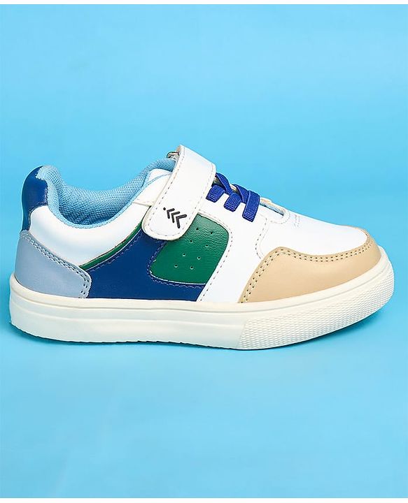 Pine Kids Velcro Closure Casual Shoes - White & Blue