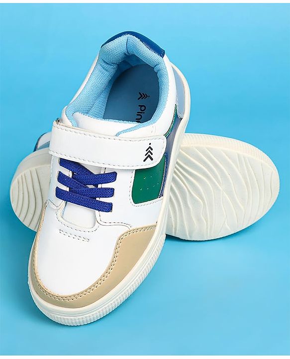 Pine Kids Velcro Closure Casual Shoes - White & Blue