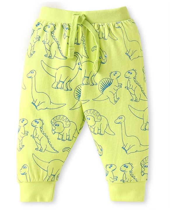 Babyhug Cotton Knit  Full Length Dino Printed Lounge Pants Pack of 5 - Aqua Blue & Green