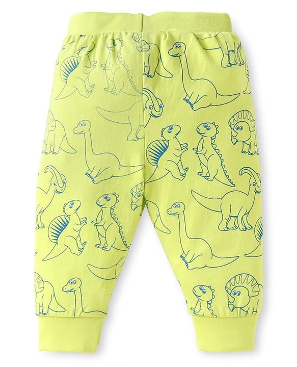 Babyhug Cotton Knit  Full Length Dino Printed Lounge Pants Pack of 5 - Aqua Blue & Green