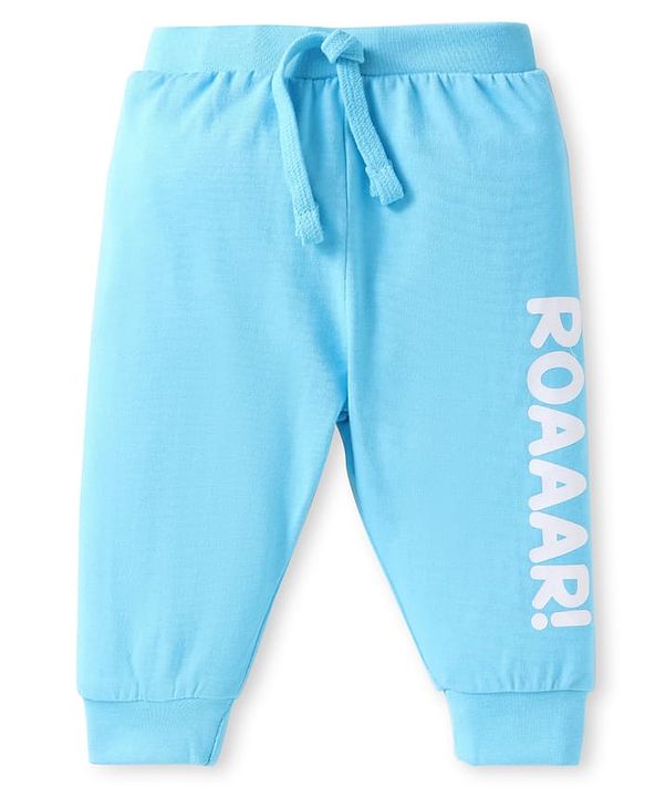 Babyhug Cotton Knit  Full Length Dino Printed Lounge Pants Pack of 5 - Aqua Blue & Green