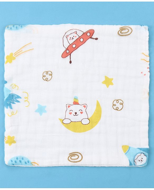 Babyhug 6 Layer Muslin Wash Cloth Pack of 5 - Multicolor(Print May Vary)