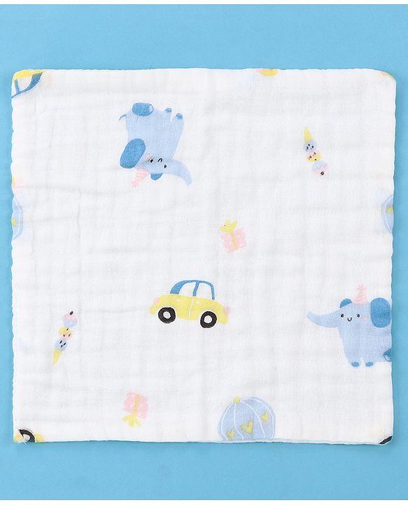 Babyhug 6 Layer Muslin Wash Cloth Pack of 5 - Multicolor(Print May Vary)