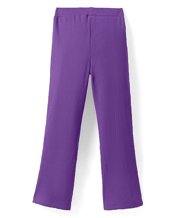 Pine Kids Cotton Lycra Knit Full Length Solid Leggings - Purple