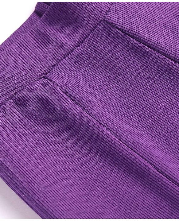 Pine Kids Cotton Lycra Knit Full Length Solid Leggings - Purple