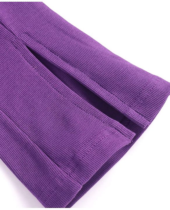 Pine Kids Cotton Lycra Knit Full Length Solid Leggings - Purple