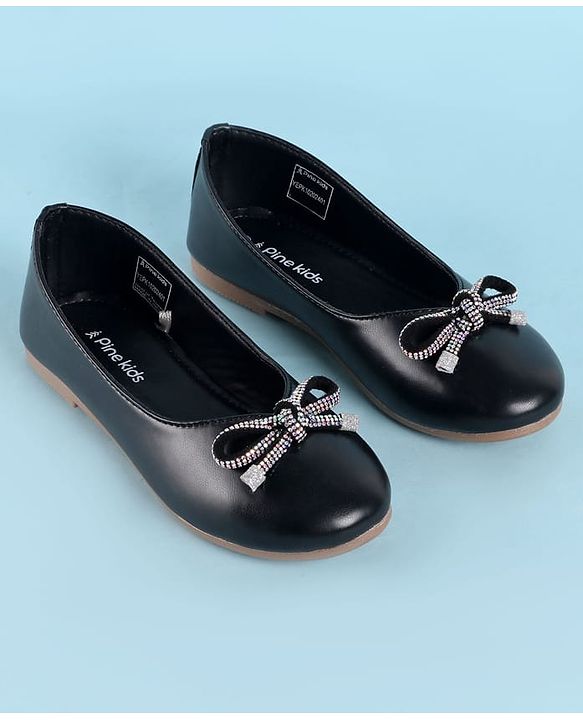 Pine Kids Ballerina With Bow Applique Slip on - Black