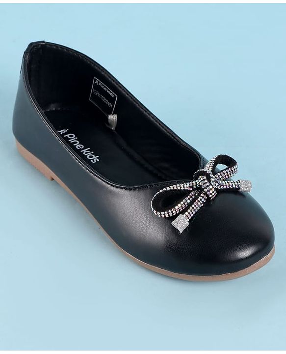 Pine Kids Ballerina With Bow Applique Slip on - Black