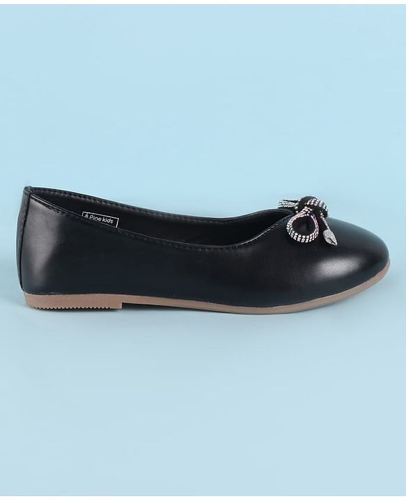 Pine Kids Ballerina With Bow Applique Slip on - Black