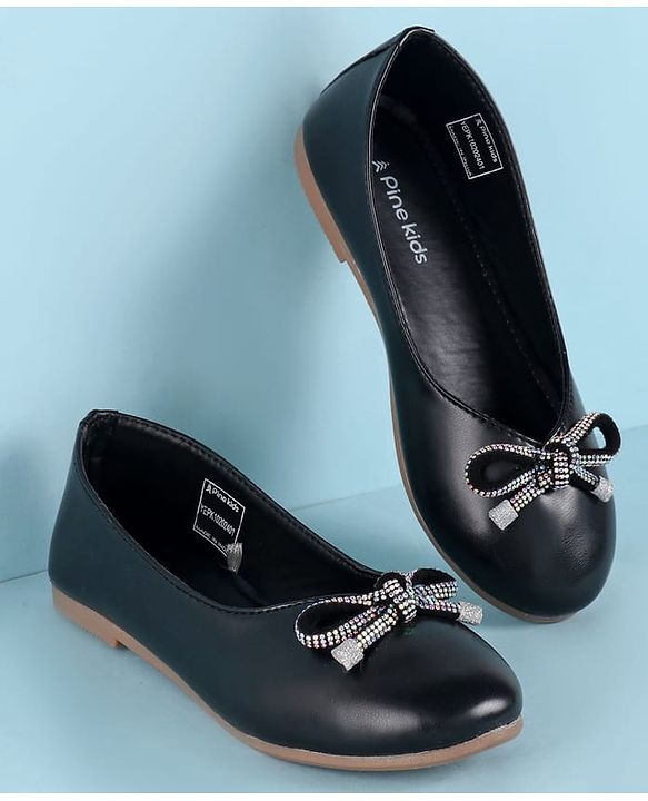 Pine Kids Ballerina With Bow Applique Slip on - Black