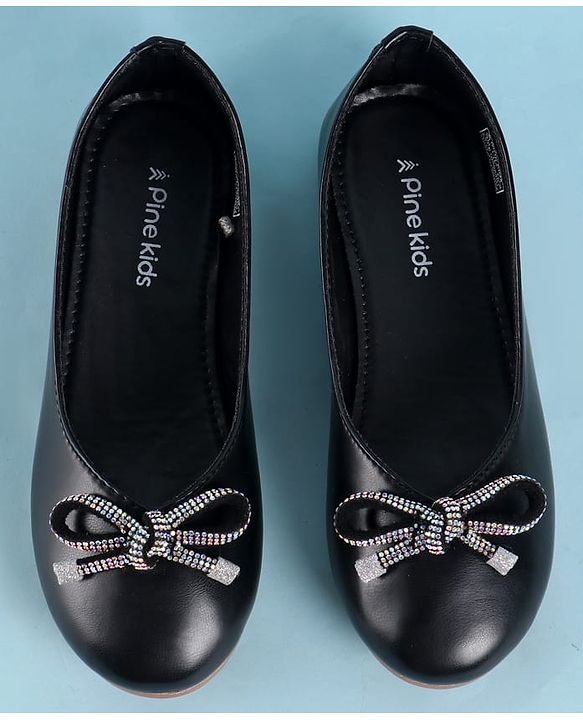 Pine Kids Ballerina With Bow Applique Slip on - Black