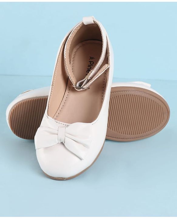 Pine Kids Ballerina With Bow Applique & Buckle Closure - White