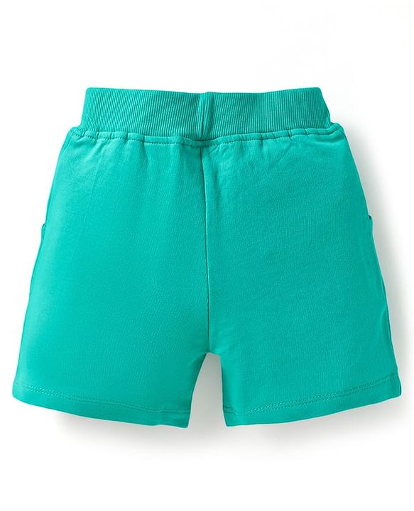 Babyhug Single Jersey Knit Half Sleeves T-Shirt & Shorts Set With Tiger Print - Light Green