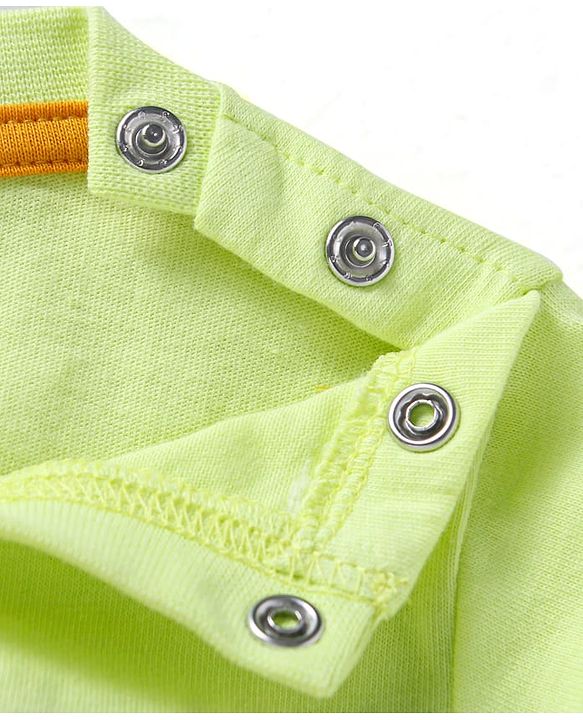 Babyhug Single Jersey Knit Half Sleeves T-Shirt & Shorts Set With Tiger Print - Light Green