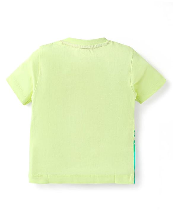 Babyhug Single Jersey Knit Half Sleeves T-Shirt & Shorts Set With Tiger Print - Light Green
