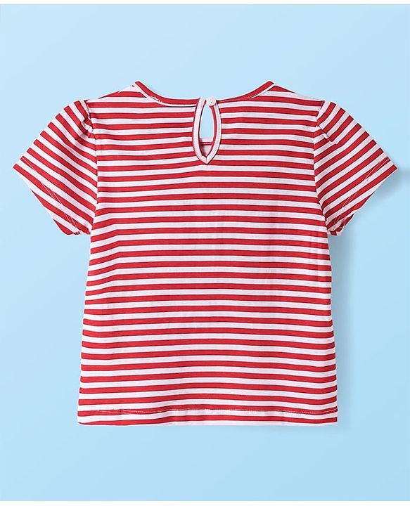 Babyhug Disney  Single Jersey Knit Half Sleeves Frock & T-Shirt With Minnie Mouse Graphics And Tape Detailing - Red & Black