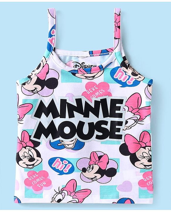 Babyhug Disney Lycra Knit Singlet Sleeves Slips With Minnie Mouse Graphics Pack of 3 - Yellow Pink & White