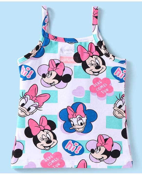 Babyhug Disney Lycra Knit Singlet Sleeves Slips With Minnie Mouse Graphics Pack of 3 - Yellow Pink & White
