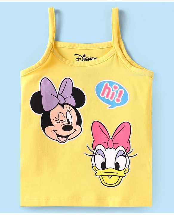 Babyhug Disney Lycra Knit Singlet Sleeves Slips With Minnie Mouse Graphics Pack of 3 - Yellow Pink & White