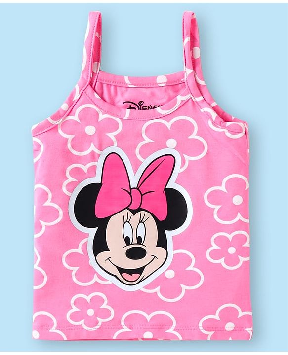 Babyhug Disney Lycra Knit Singlet Sleeves Slips With Minnie Mouse Graphics Pack of 3 - Yellow Pink & White