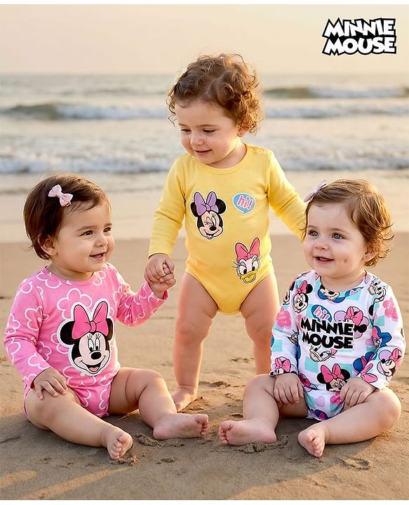Babyhug Disney Terry Knit Full Raglan Sleeves Hooded Sweatshirt & Lounge Pant with Minnie Mouse Graphics - Pink & Lilac main image 0
