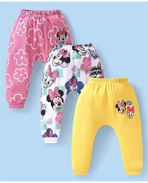 Babyhug Interlock Knit Full Length Diaper Leggings Stripes Design Pack of 3 -Multicolour main image 0