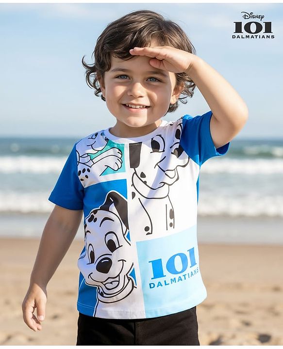 Babyhug Disney Single Jersey Knit Half Sleeves T-Shirt with 101 Dalmatian Graphic - Blue