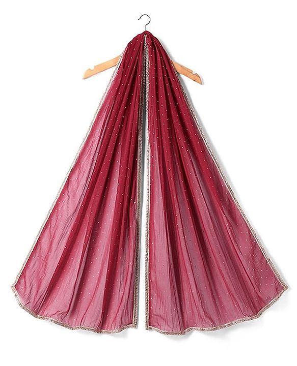 Pine Kids Viscose Woven Full Sleeves Foil Printed Kurta Churidar Set with Dupatta - Maroon