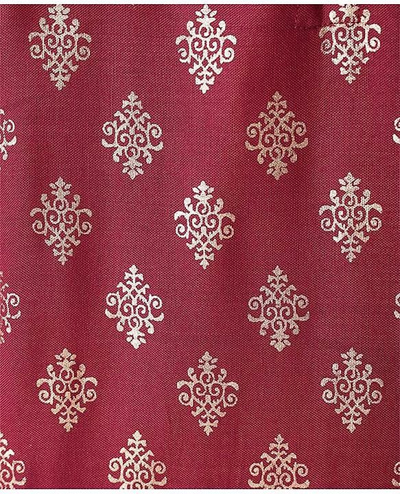Pine Kids Viscose Woven Full Sleeves Foil Printed Kurta Churidar Set with Dupatta - Maroon