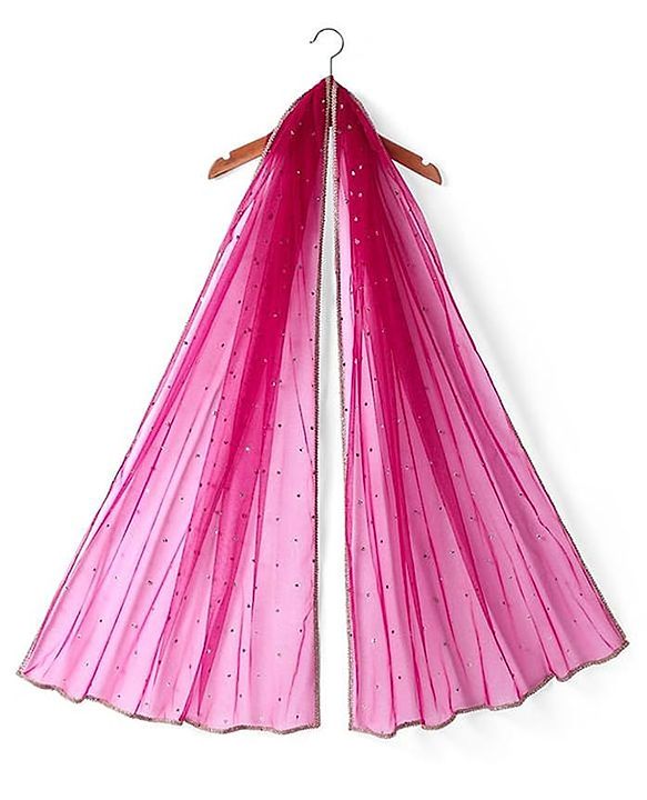 Pine Kids Woven Sleeveless Floral Embroidered Kurti Salwar Set with Dupatta & Sequin Detailing - Dark Pink