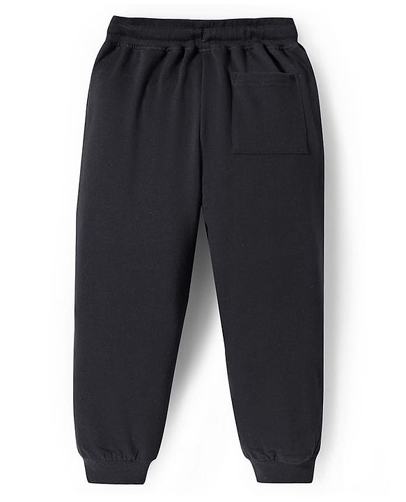 Pine Kids Cotton Knit Full Length Track Pants with Tape Detailing - Black
