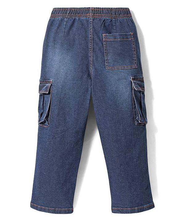 Pine Kids Denim Woven Full Length Washed Jeans with Pockets  - Navy Blue
