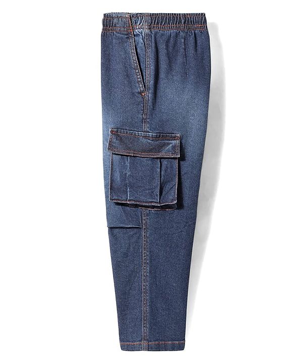 Pine Kids Denim Woven Full Length Washed Jeans with Pockets  - Navy Blue