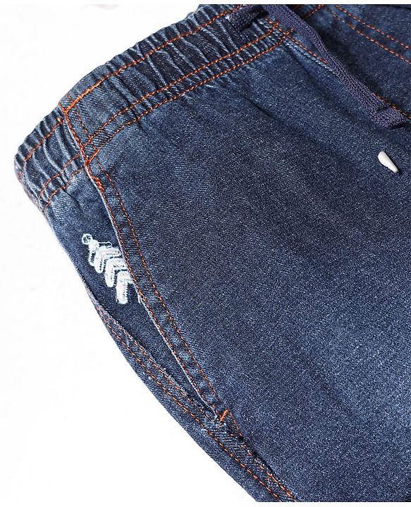 Pine Kids Denim Woven Full Length Washed Jeans with Pockets  - Navy Blue