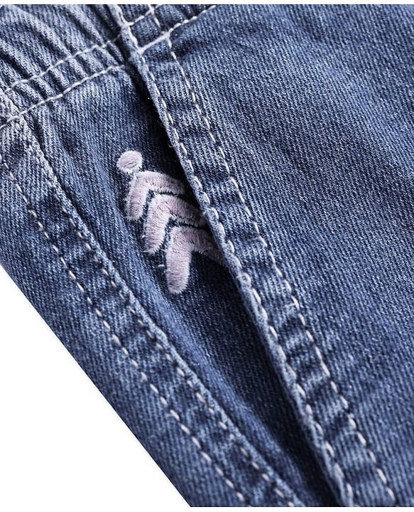 Pine Kids Woven Full Length Washed Denim Jeans With Cargo Pockets - Blue