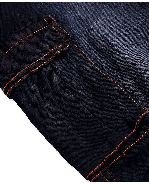 Pine Kids Full Length Washed Denim Jeans with Cargo Pocket - Black