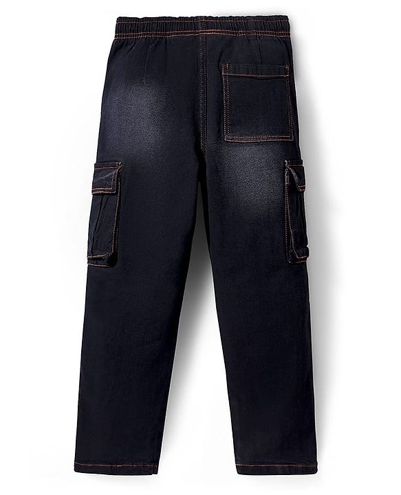 Pine Kids Full Length Washed Denim Jeans with Cargo Pocket - Black