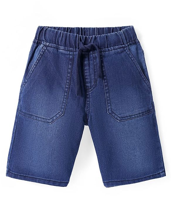 Pine Kids Woven Knee Length Solid Shorts - Navy Blue