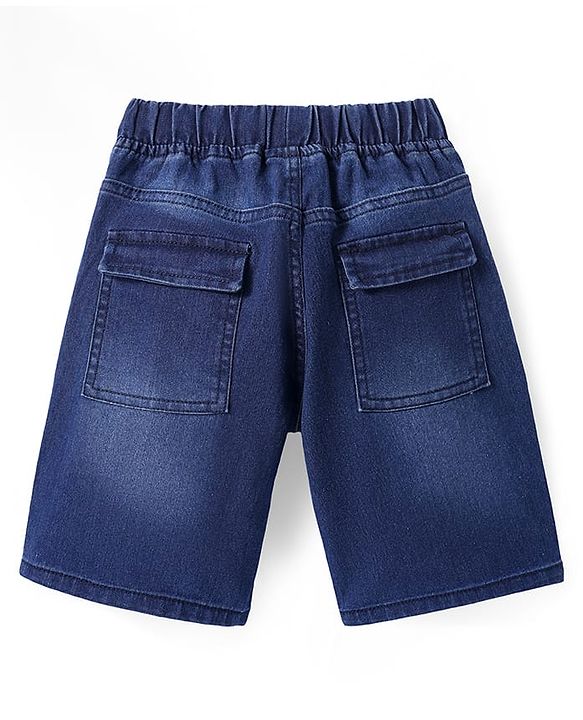 Pine Kids Woven Knee Length Solid Shorts - Navy Blue