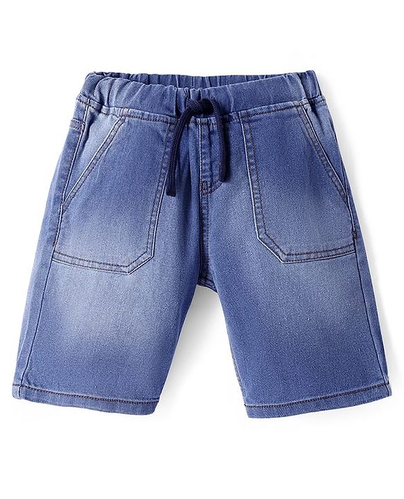 Pine Kids Woven Knee Length Solid Shorts - Navy Blue
