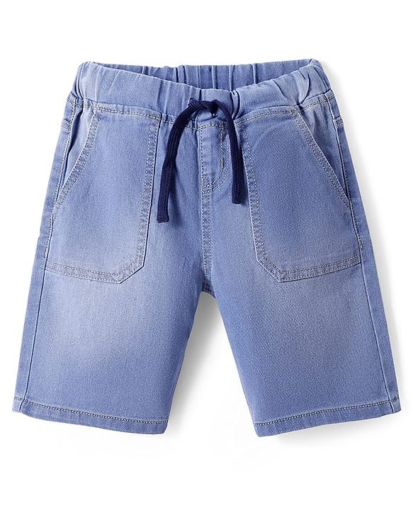 Pine Kids Woven Knee Length Solid Shorts - Navy Blue