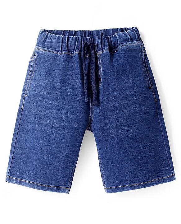 Pine Kids Woven Knee Length Solid Colour Shorts - Navy Blue