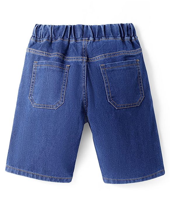 Pine Kids Woven Knee Length Solid Colour Shorts - Navy Blue
